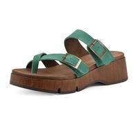 WHITE MOUNTAIN Women's Lefter Low Platform Sandal, Classic Green/Suede, 37 EU