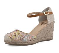 WHITE MOUNTAIN Women's Mamba Espadrille Wedge Sandal, Natural/Multi/Fabric, 37 EU
