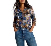 White Stuff Annie Jersey-Hemd - Normale Passform aus Baumwolljersey mit Knopfverschluss - Chartreuse Multi - Größe 40