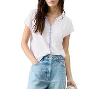 White Stuff Damen-T-Shirt Nelly Kurzarm mit Stickerei - Weiche Baumwolle, Freizeitkleidung mit zarter Stickerei - Weiss MLT - Größe 42
