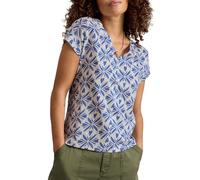 White Stuff Damen-T-Shirt Nelly mit Kerbausschnitt - Lässiges Kurzarm-T-Shirt - BLAU MLT - Größe 42