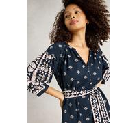 White Stuff Ella Embroidered Dress Navy Multi Größe: 8 REGULAR | Blusenkleider Outlet | Damen | Blau