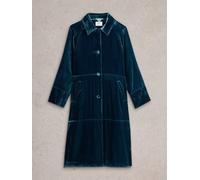 White Stuff Freya Velvet Duster Coat in DK_TEAL WS442043 355966 WS442043-DK_TEAL-S 5063390304641 White Stuff S