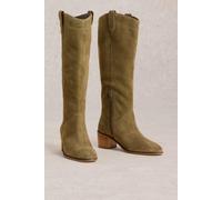 White Stuff Izzy Suede Knee High Boot Khaki Green Größe: 7 | Stiefel Outlet | Damen | Braun