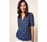 White Stuff June Linen Top Navy Multi Größe: 8 | Blusen Outlet | Damen | Weiß