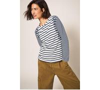 White Stuff Long Sleeve Weaver Tee Blue Größe: 22 | Longsleeves Outlet | Damen | Blau