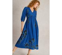 White Stuff Lucy Midi Dress Blue Print Größe: 8R | Midikleider Outlet | Damen | Blau