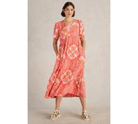 White Stuff Lucy Midi Dress Coral Print Größe: 12 REGULAR | Midikleider Outlet | Damen | Orange