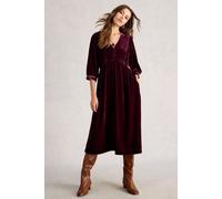 White Stuff Lucy Velvet Dress Dark Plum Größe: 16 REGULAR | Midikleider Outlet | Damen | Magenta