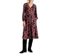 White Stuff Megan Glitzerndes Jerseykleid - Langärmlig, V-Ausschnitt, Klassisches Midikleid zum Hineinschlüpfen aus Baumwoll-Elasthan-Jersey - Schwarz Druck - Größe 14R