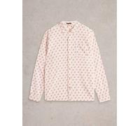 White Stuff Mens Flamingo Print LS Linen Shirt in WHITE_PR Art WS443544 358775 443544-WHITE_PR-M 5063390590358 White Stuff M