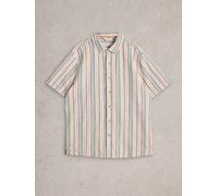 White Stuff Mens Keswick SS Stripe Linen Shirt in GREEN_MLT Art WS443541 358530 443541-GREEN_MLT-M 5063390588591 White Stuff M