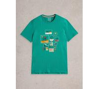 White Stuff Mens Travel Graphic Tee in TEAL_PR Art WS443606 358766 443606-TEAL_PR-M 5063390635066 White Stuff M