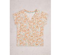 White Stuff NELLY NOTCH NECK TEE 444309 in ORANGE_PR, Size 10 360538 444309-ORANGE_PR-10 5063390714105 White Stuff 10