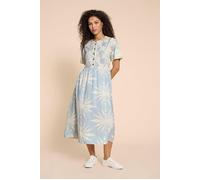 White Stuff Pip Linen Blend Midi Dress Blue Print Größe: 6 | Midikleider Outlet | Damen | Weiß