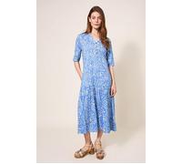 White Stuff Sabina Jersey Dre Blue Printed Größe: 22R | Midikleider Outlet | Damen | Blau