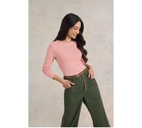 White Stuff Sadie Long Sleeve Rib Tee Dusty Pink Größe: 18 | Longsleeves Outlet | Damen | Rosa