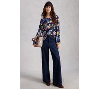 White Stuff Weaver Ls Tee Navy Print Größe: 10 | Longsleeves Outlet | Damen | Blau