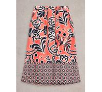 White Stuff Womens Elle Linen Blend Skirt in CORAL_PR Art WS442703 358494 442703-CORAL_PR-10 5063390627122 White Stuff 10