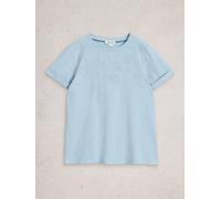 White Stuff Womens GINA EMBROIDERED TEE in MID BLUE, Art Nr WS445357 362143 445357-MID_BLUE-10 5063390975551 White Stuff 10