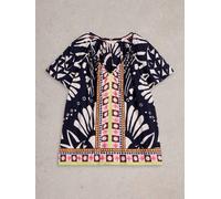 White Stuff Womens Imogen Top in NAVY_PR Art WS443460 358719 443460-NAVY_PR-10 5063390630382 White Stuff 10