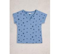 White Stuff Womens NELLY EMBROIDERED TEE in MID BLUE, Art Nr WS445348 362127 445348-MID_BLUE-10 5063390950381 White Stuff 10