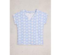 White Stuff Womens NELLY NOTCH NECK TEE in BLUE PR, Art Nr WS445349 362148 445349-BLUE_PR-10 5063390976459 White Stuff 10