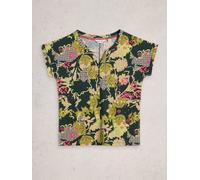 White Stuff Womens NELLY NOTCH NECK TEE in GREEN PR, Art Nr WS445349 362171 445349-GREEN_PR-10 5063390977050 White Stuff 10