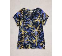 White Stuff Womens NELLY NOTCH NECK TEE in NAVY PR, Art Nr WS445349 362110 445349-NAVY_PR-10 5063390976855 White Stuff 10