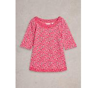 White Stuff Womens WEAVER JERSEY TEE in CORAL_PR Art WS443011 358492 443011-CORAL_PR-10 5063390580281 White Stuff 10