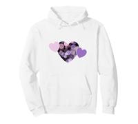 White Sweatshirt with Lavender Hearts Pullover Hoodie