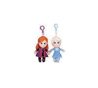 Whitehouse Frozen 2, Bagclip 3D und 2D Plüsch Schlüssel-Anhänger 4 versch. Figuren Set, 12,5 cm ORIGINAL Plüschfigur, super weiches Kuscheltier für Ranzen Rucksack Tasche (ELSA & Anna, 3D)
