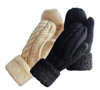 Whiteleopard Damen winter-handschuhe warm lining - cosy wool strick thick handschuhe fäustlinge in 9 farben freie größe navy blau