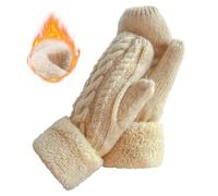 Whiteleopard Damen winter-handschuhe warm lining - cosy wool strick thick handschuhe fäustlinge in 9 farben freie größe schwarz