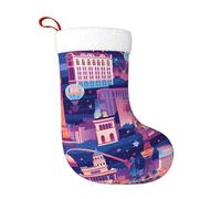 WHJHBD Las Vegas Night City Prints Weihnachtsstrumpf, dekoratives Accessoire, flauschig, weich, für Damen und Herren