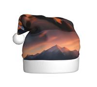 WHJHBD Sonnenuntergänge See Pferde bedruckte Herren- und Damen-Plüsch-Weihnachtsmützen für Erwachsene, Neujahrsfeiertag, Party-Kappen