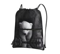 WHJSSF Bear Prints Rucksack mit Kordelzug, Reißverschluss, leicht, wasserabweisend, Sporttasche mit Fronttasche und internem Organizer, perfekt für Reisen, Yoga und Wandern