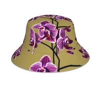 WHJSSF Reflektierender Fischerhut, schönes Orchideenmuster, für Damen und Herren, für Reisen, Camping, Outdoor-Aktivitäten, Schwarz