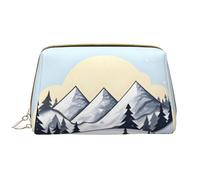 WHJYCC White Snowy Mountains Kosmetiktasche, Große wasserdichte Leder Kosmetiktasche, Tragbare Kulturtasche für Frauen mit Reißverschluss, Reiseutensilien, Weiß, One Size, weiß, Einheitsgröße