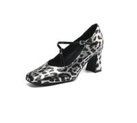 WHLL Sandalen Damen, Damen Mary Jane Pumps Mit Riemen, Quadratische Spitze Lackleder Absatz Pumps, Süße Büro Schuhe Damen Für Alltag Party,Multi Colored,37 EU