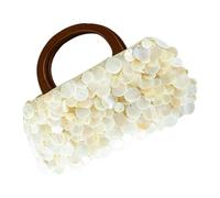 Whltzf Abendhandtasche Mit Dekorativem Muschelmuster Praktischer Holzgriff Und Geräumiges Innendesign Handtasche Stil Pailletten Handtasche Mit Oben Strandtasche