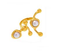 Whltzf Handwerklich Gefertigtes C Bogen Natursteinband Allergiebeständiger Schmuck Aus Rostfreiem Metall 3 5 cm Länge 14 G Gewicht Modischer Geometrischer Steinring