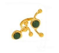 Whltzf Handwerklich Gefertigtes C Bogen Natursteinband Allergiebeständiger Schmuck Aus Rostfreiem Metall 3 5 cm Länge 14 G Gewicht Modischer Geometrischer Steinring