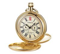 Whodoit Elegante mechanische Herren-Taschenuhr mit Kette und Box, MW138-Gold, Mechanisch