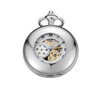 Whodoit Silberne transparente Abdeckung, Pentagramm-Zifferblatt, Muster, mechanische Taschenuhr, Herren, mechanisches Uhrwerk, römische Zifferblatt, einzelne Öffnung, MW192, modisch