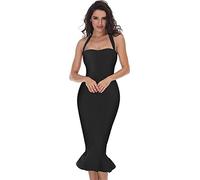 whoinshop Damen Neckholder Fischschwanz Meerjungfrau figurbetontes knielanges Cocktail-Bandagekleid, Schwarz, Klein