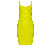 Whoinshop Damenkleid, figurbetont, elastisches Material, ärmellos, Abendkleid, Sommer, gelb, Small