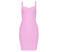 Whoinshop Frauen Rayon Sleeveless Spaghetti Strap Bodycon Mini Celebrity Verbandkleid für die Nacht Party ClubRosaM