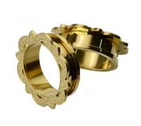 Whoiy 26mm Ohr Tunnel Edelstahl, 2 Stück Gold Stretching Ear Plugs Hohles Blumenmuster Schrauben Ohr Plugs Expander