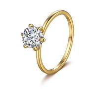 Whoiy Bandring 585 Gelbgold, Moissanite 2ct Verlobungsring 14 Karat Echt Gold Eheringe Solitär Goldring für Damen Gr. 51 (16.2)